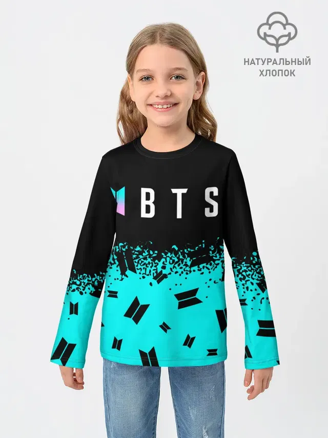 Детский лонгслив с принтом «BTS»