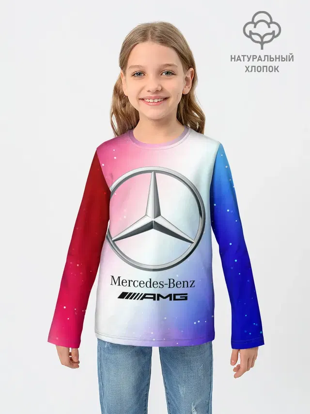 Детский лонгслив с принтом «Merсedes — MERCEDES — МЕРСЕДЕС»