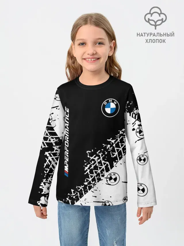 Детский лонгслив с принтом «BMW»