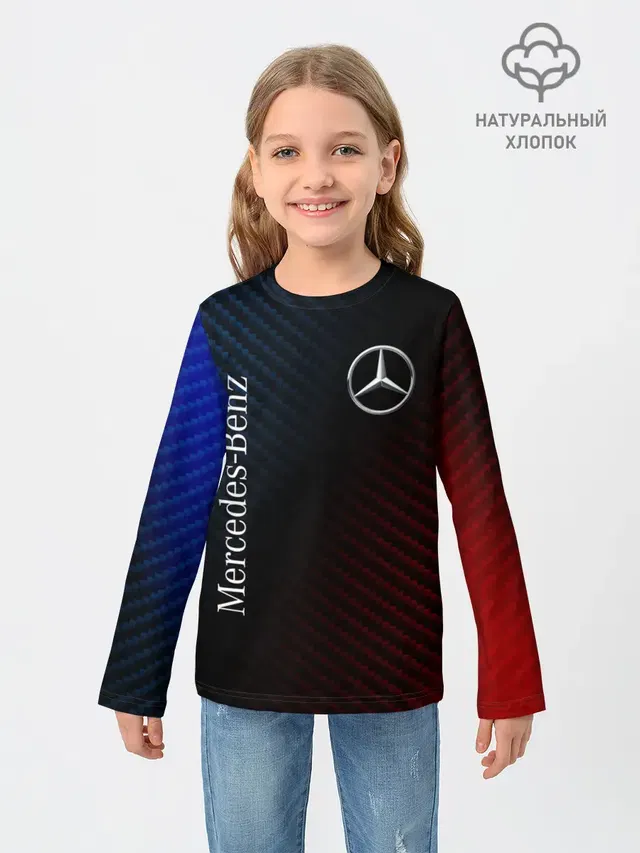 Детский лонгслив с принтом «Color gradient — MERCEDES — МЕРСЕДЕС»