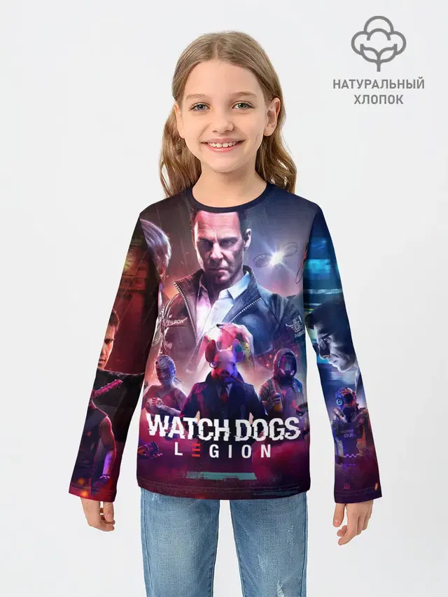 Детский лонгслив с принтом «Watch Dogs Legion»