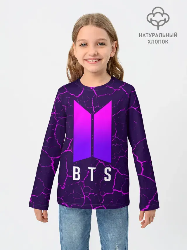 Детский лонгслив с принтом «BTS»