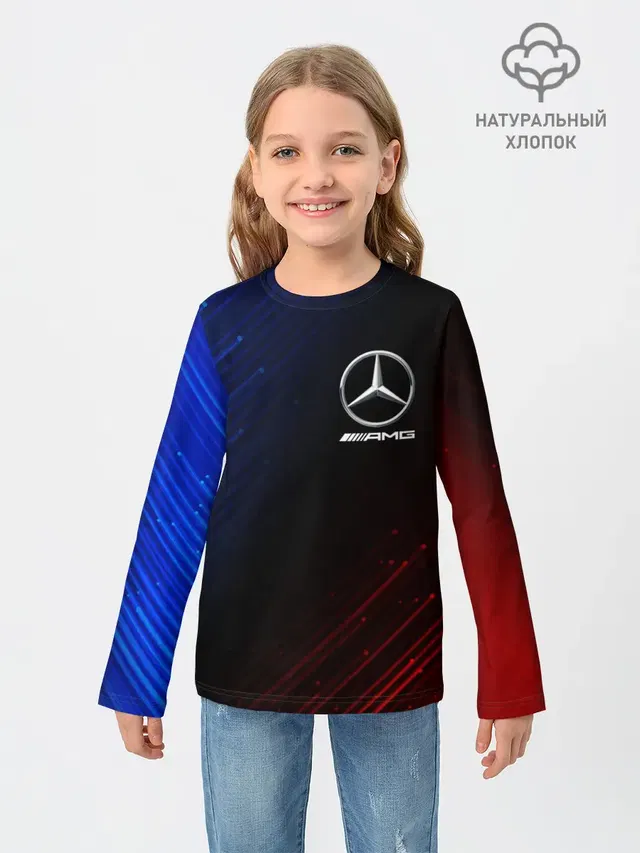 Детский лонгслив с принтом «Merсedes — MERCEDES — МЕРСЕДЕС»