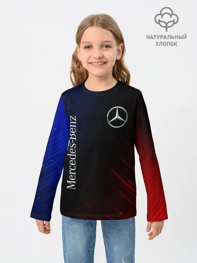 Детский лонгслив с принтом «Merсedes — MERCEDES — МЕРСЕДЕС»