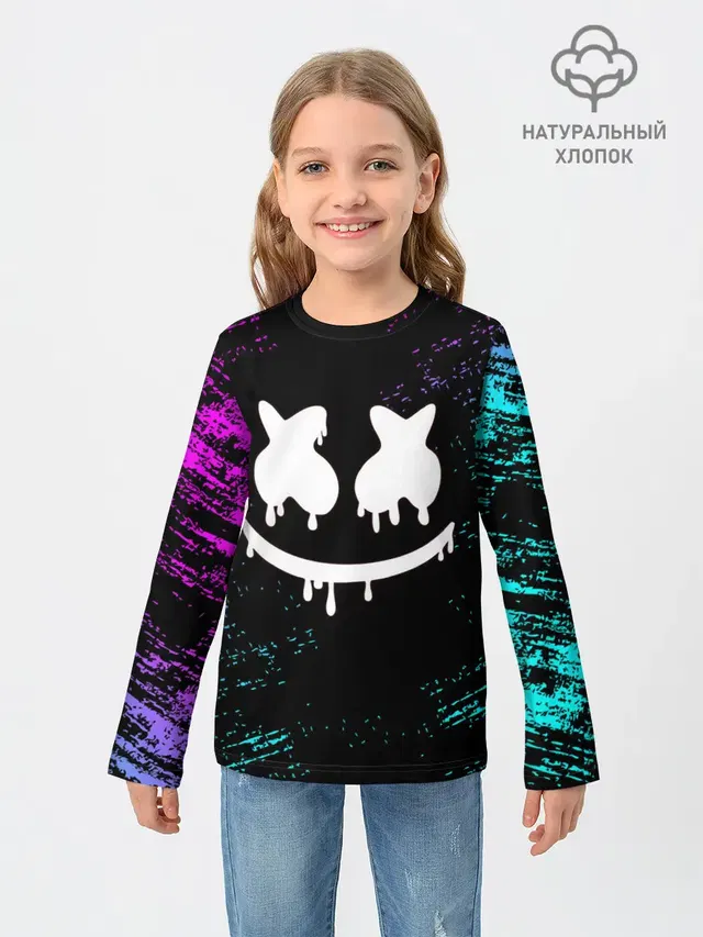 Детский лонгслив с принтом «Marshmello»