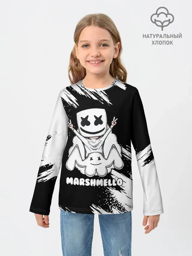 Детский лонгслив с принтом «Marshmello»