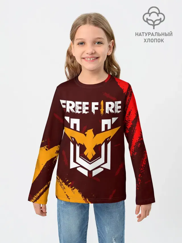 Детский лонгслив с принтом «Eagle — FREE FIRE — ФРИ ФАЕР»