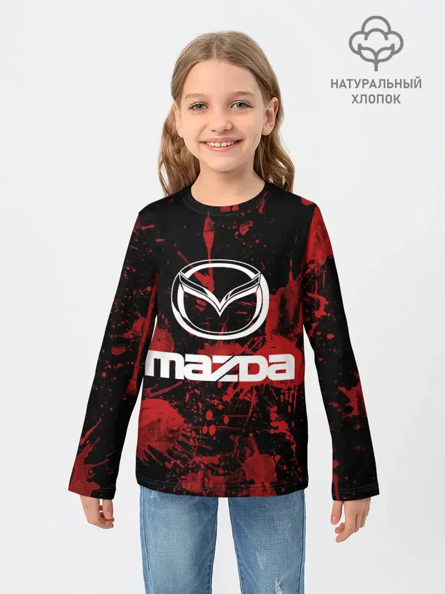 Детский лонгслив с принтом «Mazda»