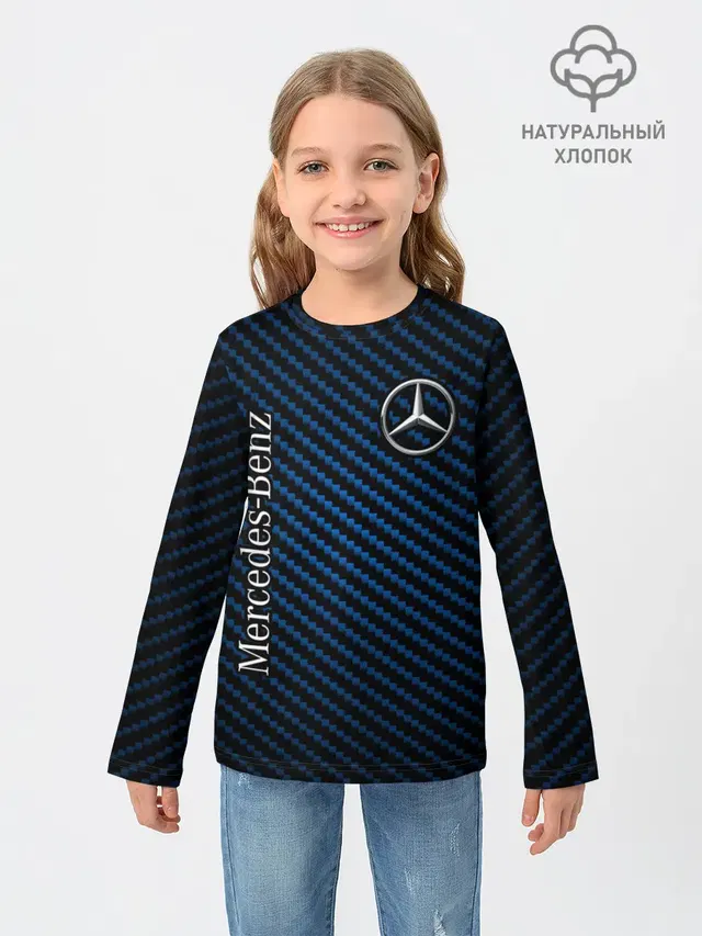 Детский лонгслив с принтом «three-pointed star — MERCEDES — МЕРСЕДЕС»