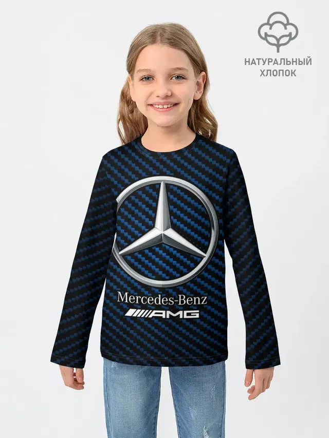 Детский лонгслив с принтом «Merсedes — MERCEDES — МЕРСЕДЕС»