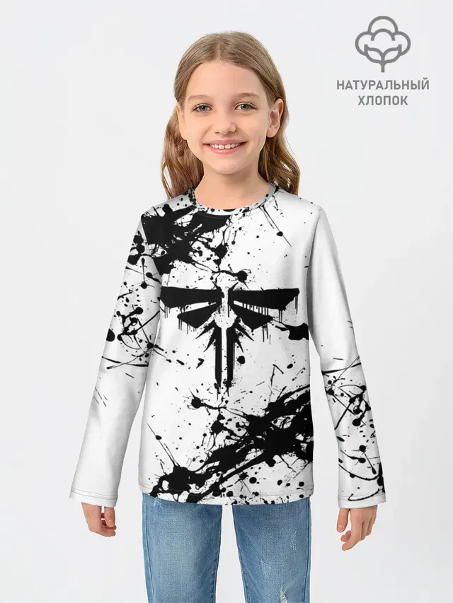 Детский лонгслив с принтом «Drip art»