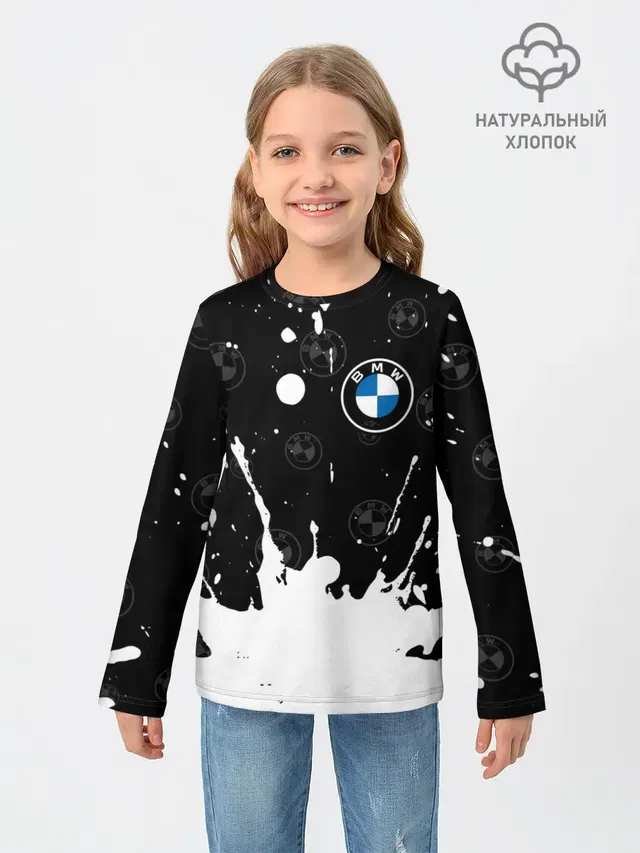 Детский лонгслив с принтом «BMW»