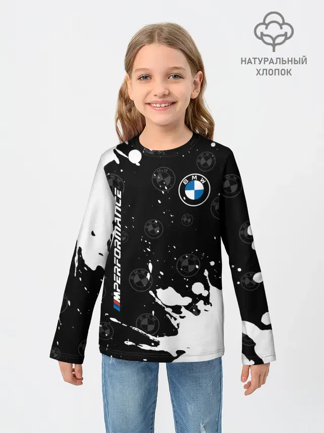 Детский лонгслив с принтом «BMW»