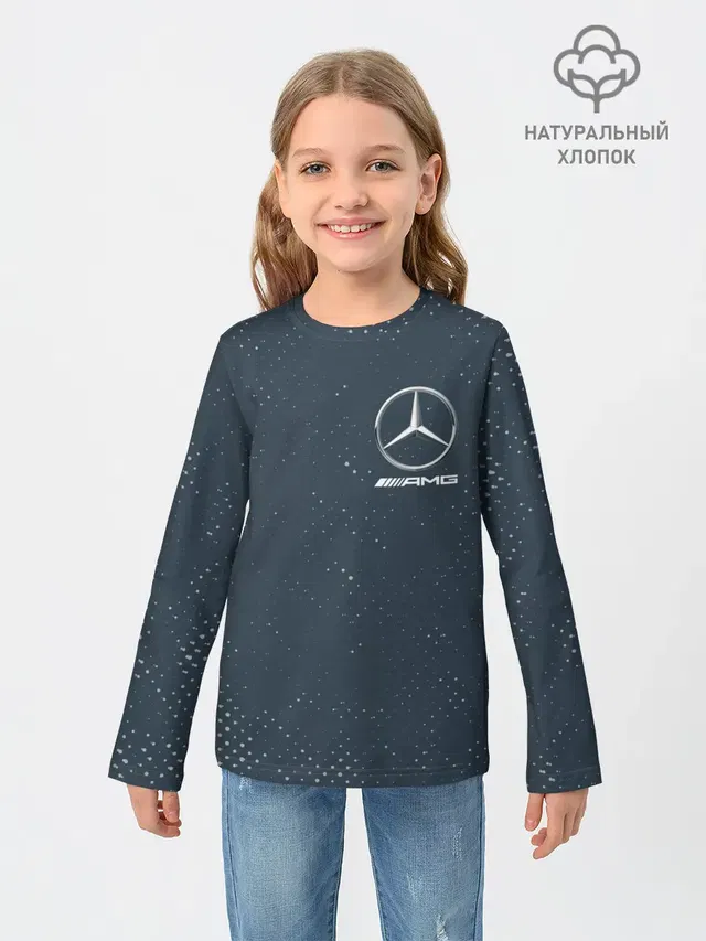 Детский лонгслив с принтом «Мерседес АМГ — MERCEDES — МЕРСЕДЕС»