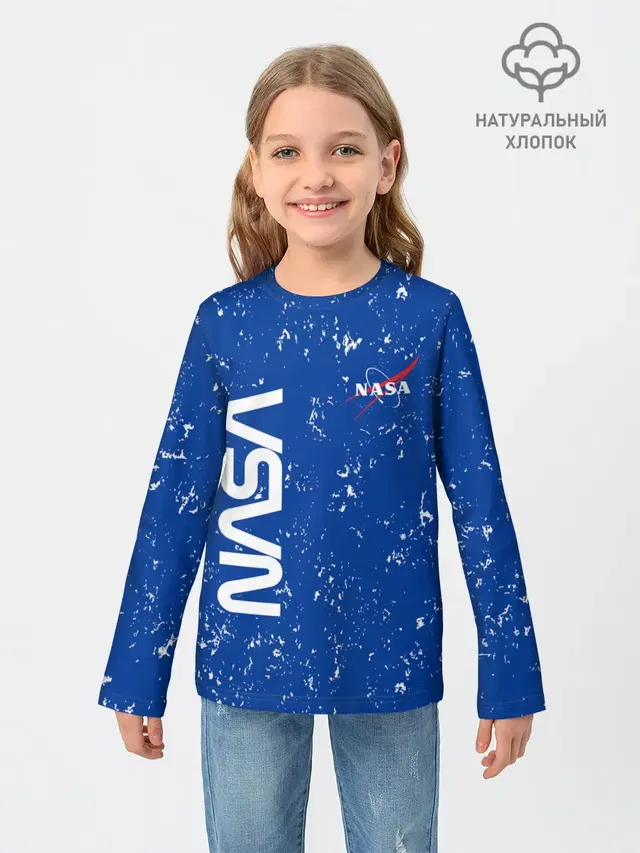 Детский лонгслив с принтом «Модные — NASA — НАСА»