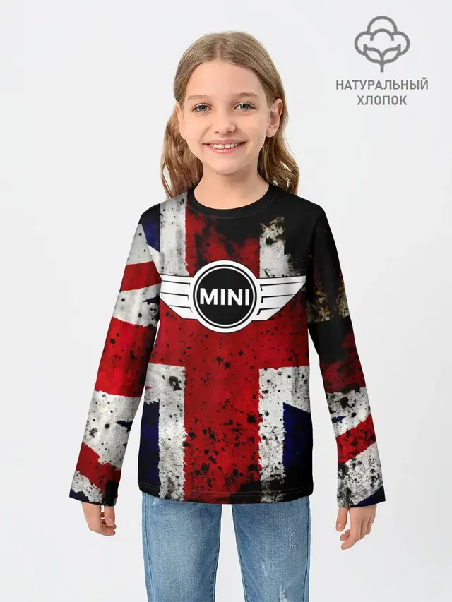 Детский лонгслив с принтом «BMW — Mini Cooper»