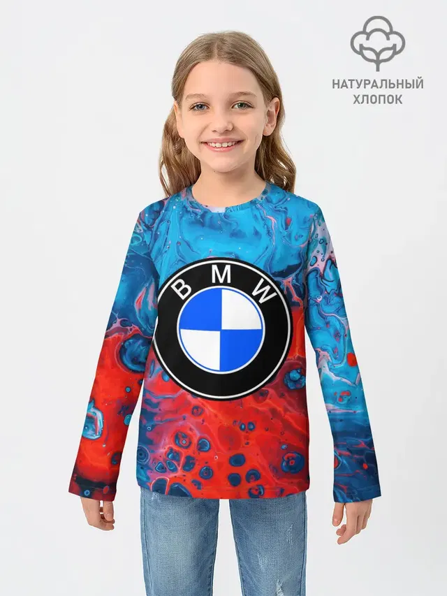 Детский лонгслив с принтом «BMW»
