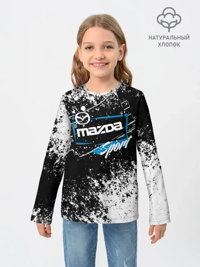 Детский лонгслив с принтом «Mazda — MAZDA SPORT»