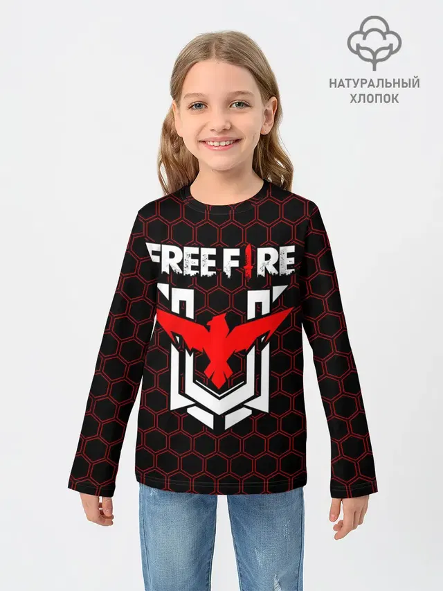 Детский лонгслив с принтом «ФРИ Фаер — FREE FIRE»