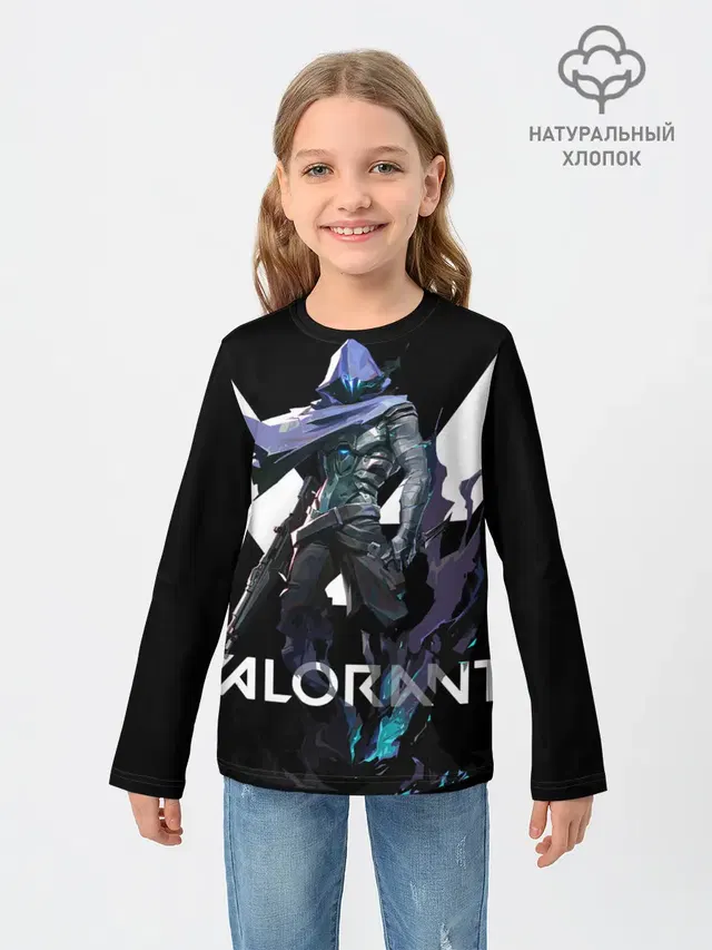 Детский лонгслив с принтом «Valorant — VALORANT OMEN»