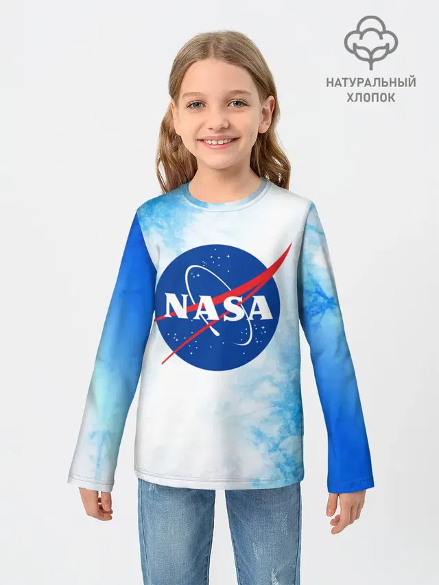 Детский лонгслив с принтом «Модные — NASA — НАСА»