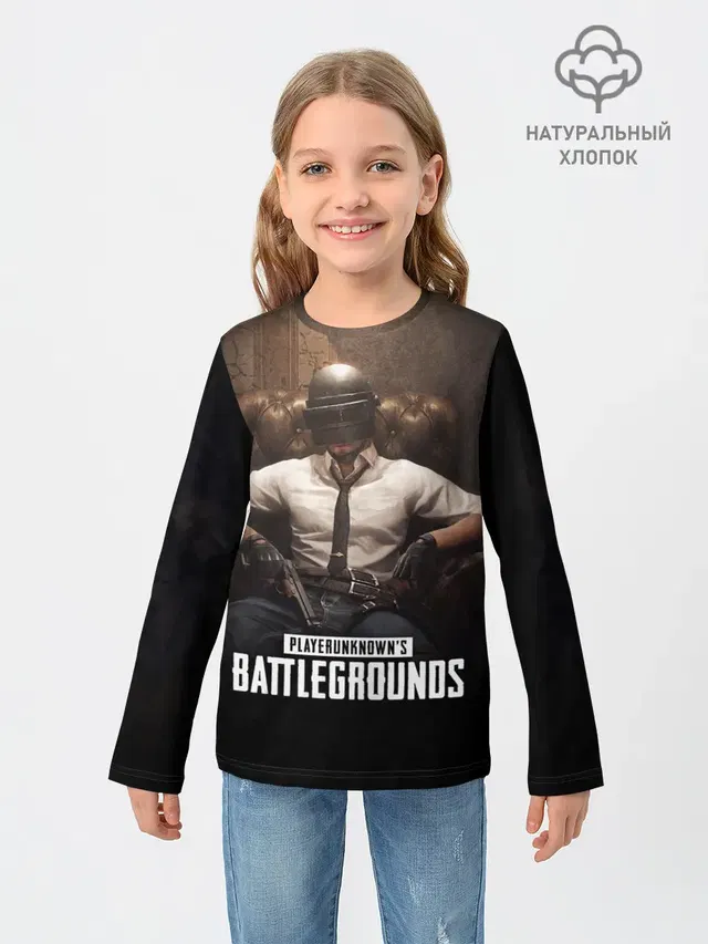 Детский лонгслив с принтом «ПАБГ — PRKN BTLGRND»