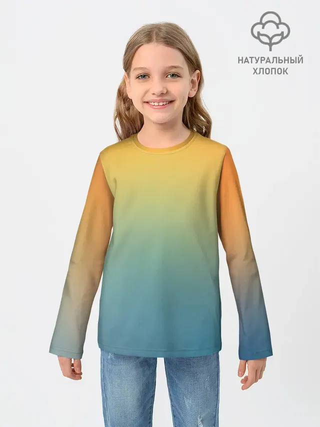 Детский лонгслив с принтом «Tie-Dye — Мягкий летний градиент»