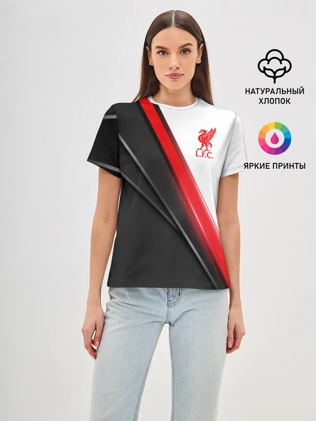 Женская базовая футболка с принтом «Liverpool bird crest — Liverpool F.C.»