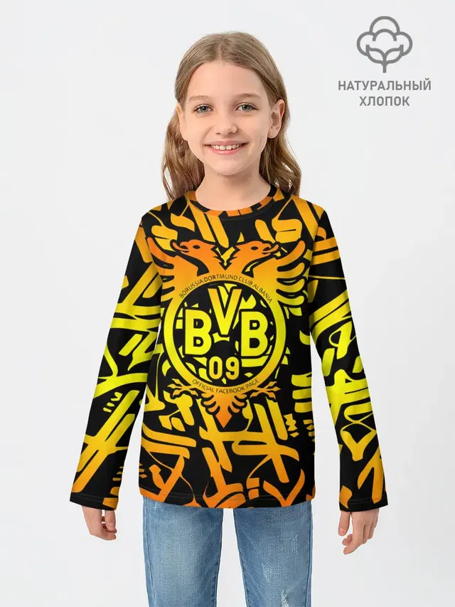 Детский лонгслив с принтом «Double-headed eagle — FC Borussia»