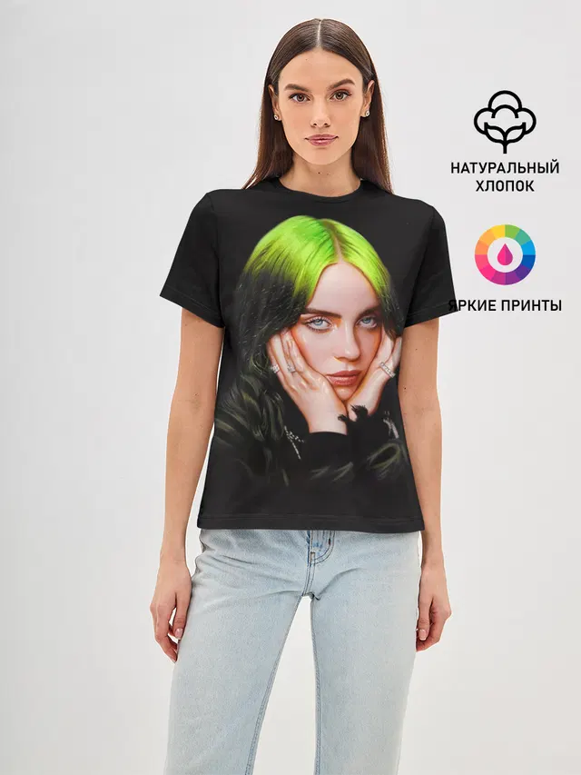 Женская базовая футболка с принтом «Billie Eilish»