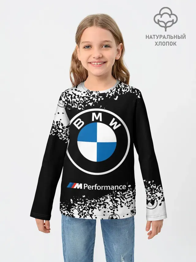 Детский лонгслив с принтом «BMW»