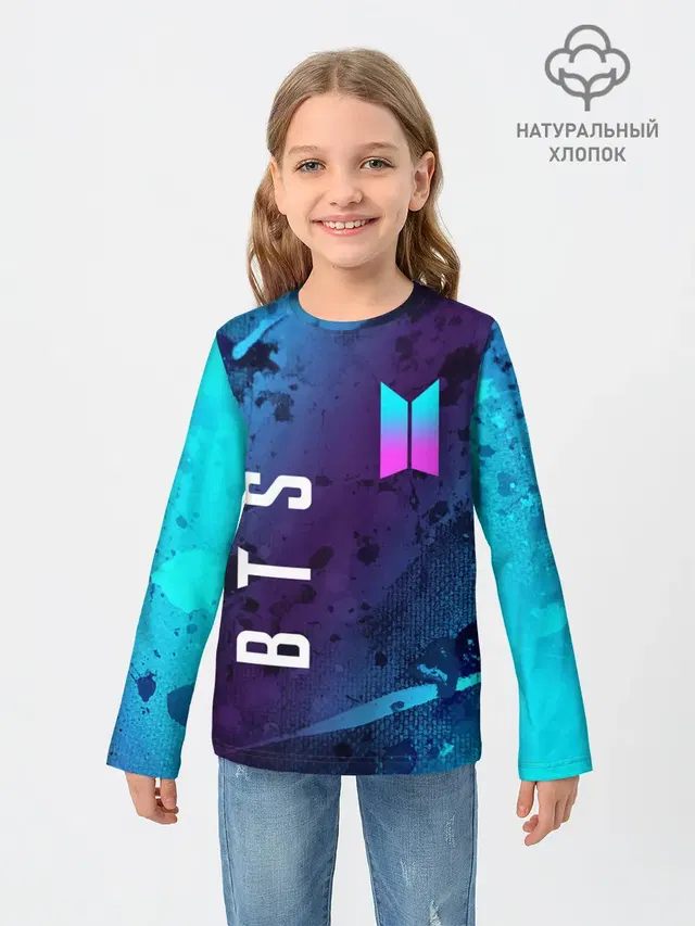 Детский лонгслив с принтом «BTS»