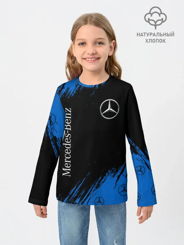 Детский лонгслив с принтом «Merсedes — MERCEDES — МЕРСЕДЕС»