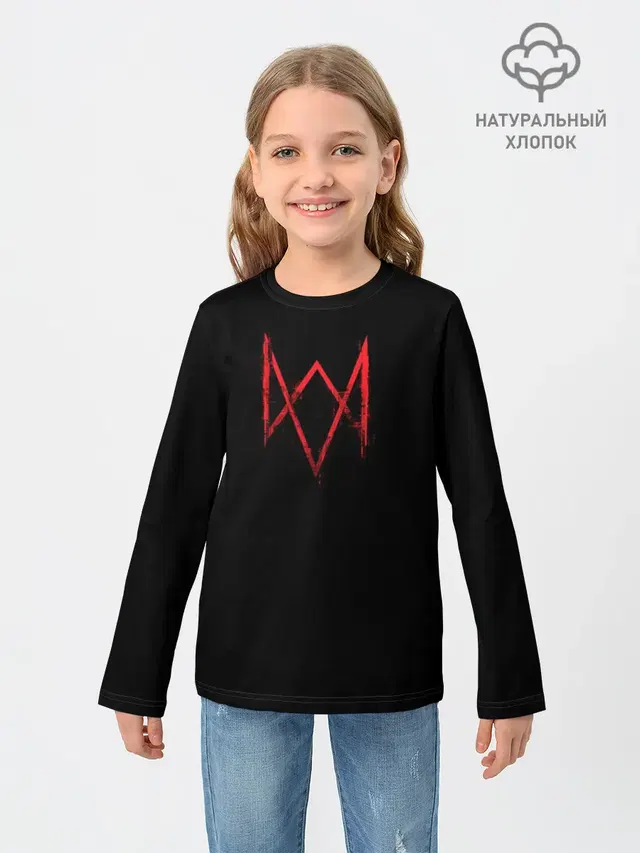 Детский лонгслив с принтом «distorted logo — Watch Dogs Legion»