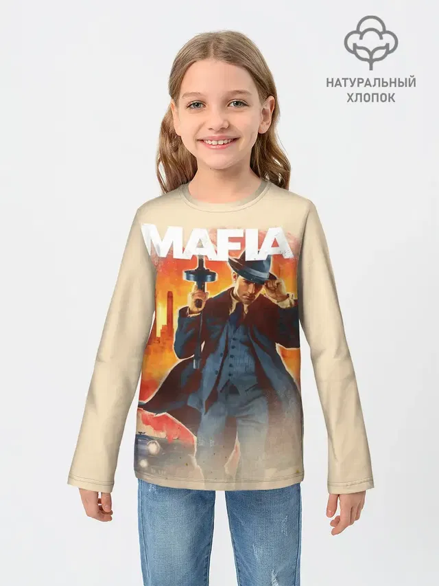 Детский лонгслив с принтом «Mafia»