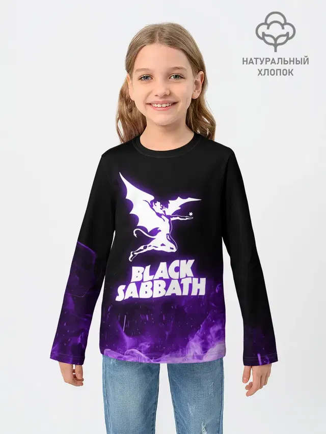 Детский лонгслив с принтом «Black Sabbath — Black Sabbath NEON»
