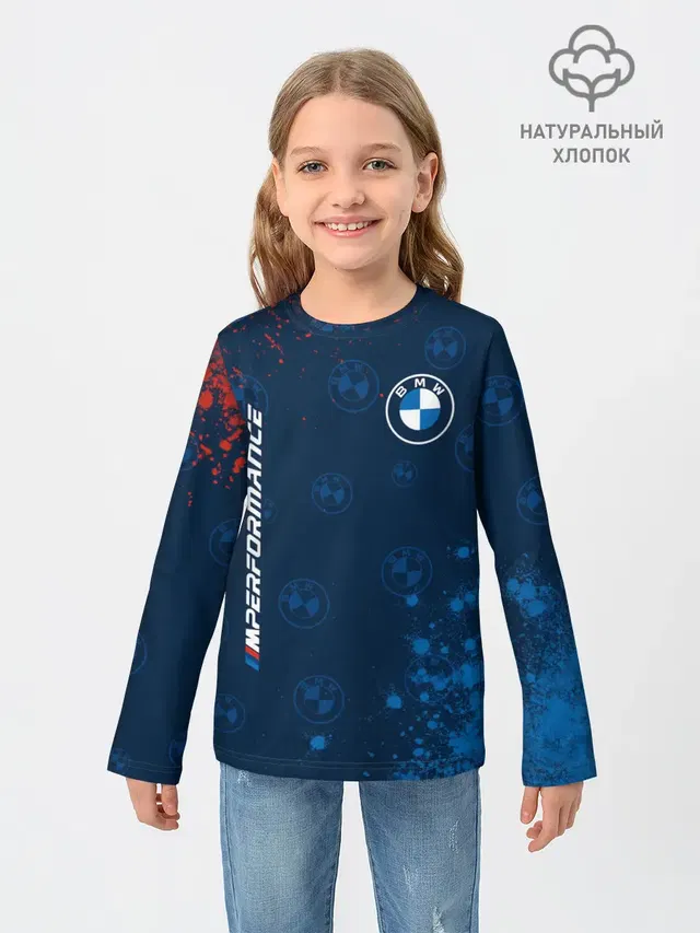 Детский лонгслив с принтом «BMW»