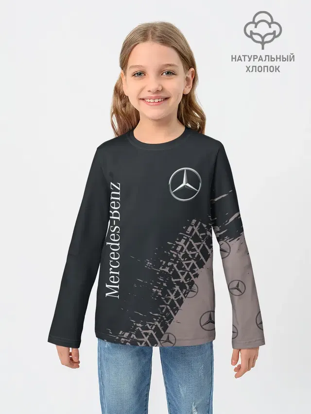 Детский лонгслив с принтом «Merсedes — MERCEDES — МЕРСЕДЕС»