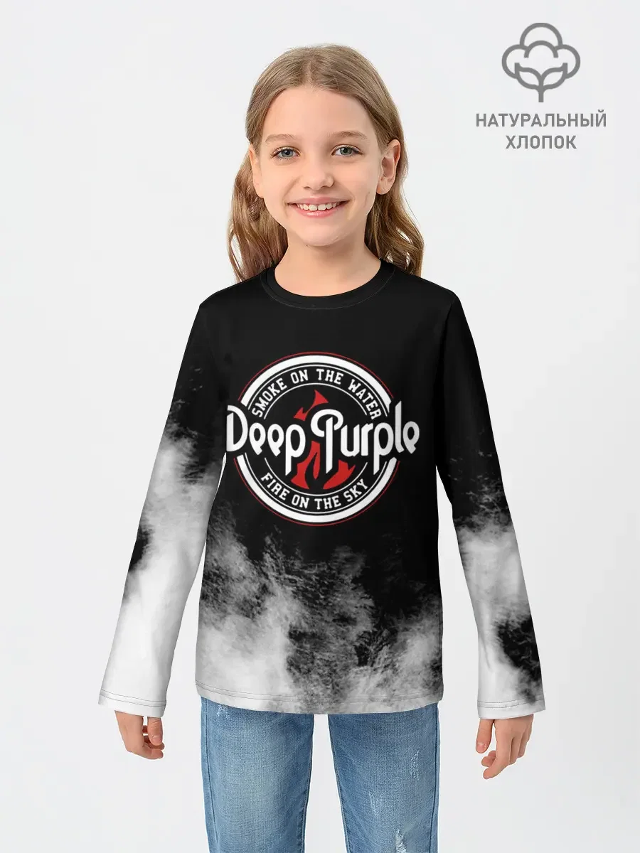 Детский лонгслив с принтом «Deep Purple», вид спереди