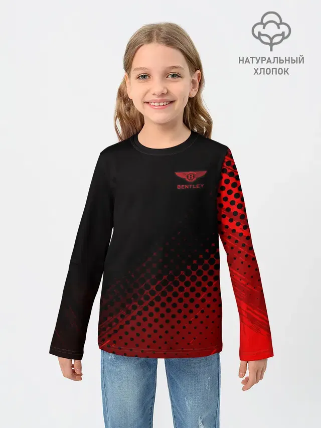 Детский лонгслив с принтом «Разные автомобильные — Bentley»