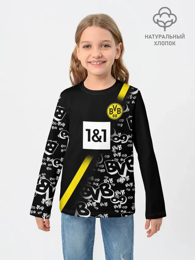 Детский лонгслив с принтом «Dortmund 2020 — Dortmund 2020/2021 ФОРМА»