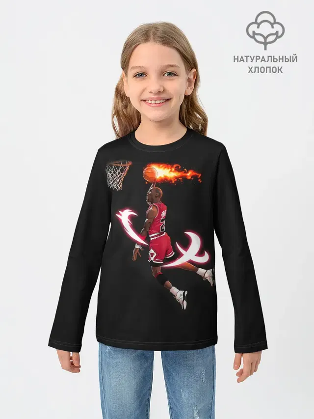 Детский лонгслив с принтом «НБА — MICHAEL JORDAN»