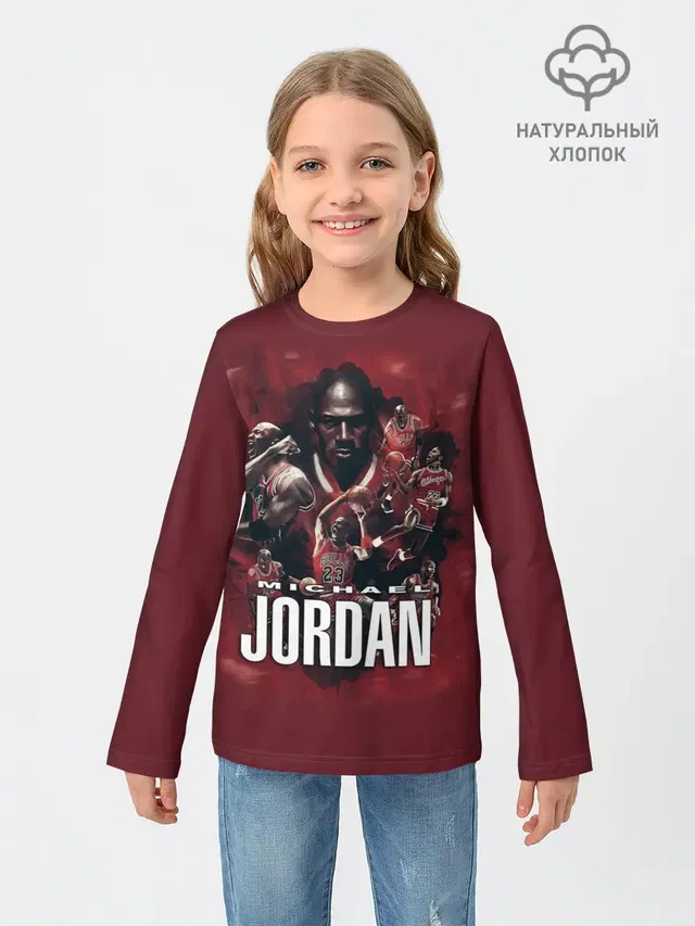 Детский лонгслив с принтом «НБА — MICHAEL JORDAN»