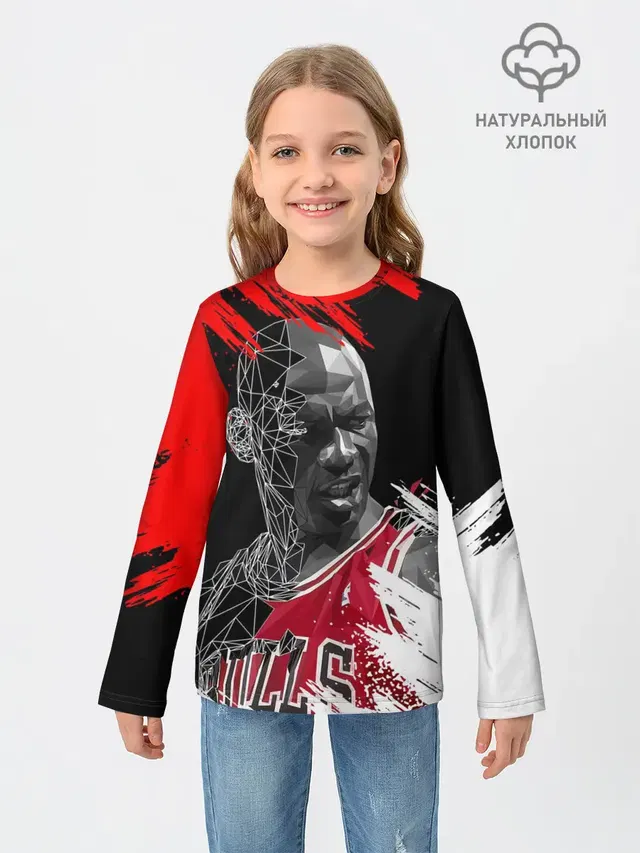 Детский лонгслив с принтом «НБА — MICHAEL JORDAN»