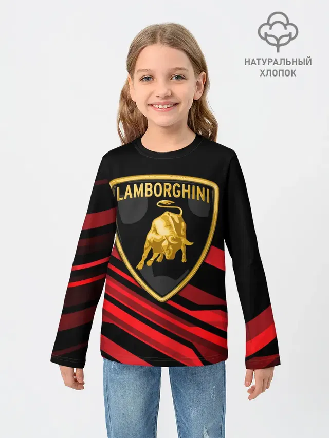 Детский лонгслив с принтом «Lamborghini»
