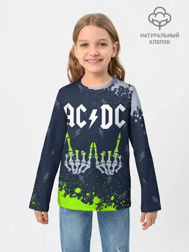 Детский лонгслив с принтом «AC/DC — AC DС»