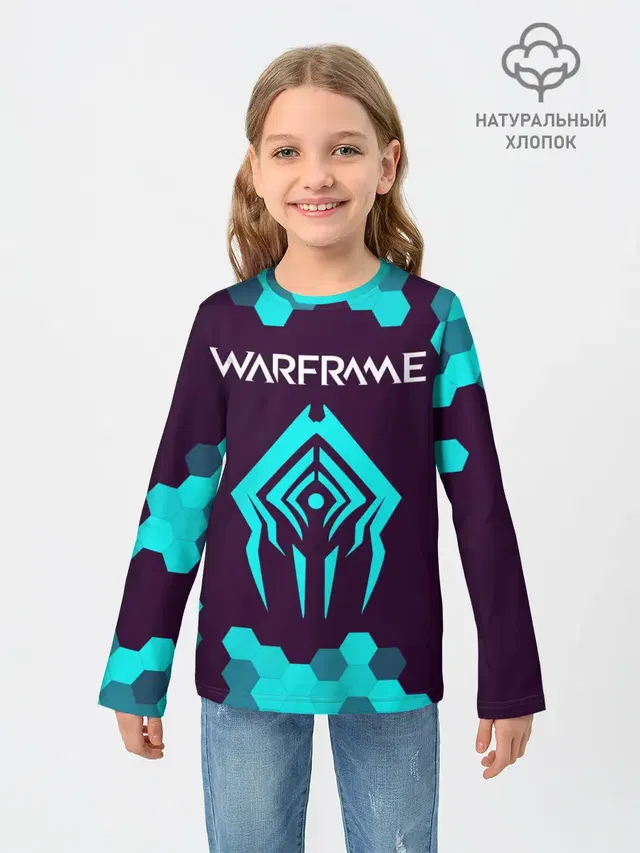 Детский лонгслив с принтом «Warframe — ВАРФРЕЙМ»