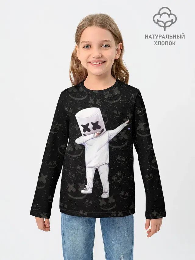 Детский лонгслив с принтом «Marshmello»