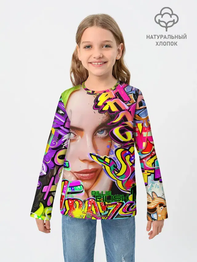 Детский лонгслив с принтом «Billie Eilish»