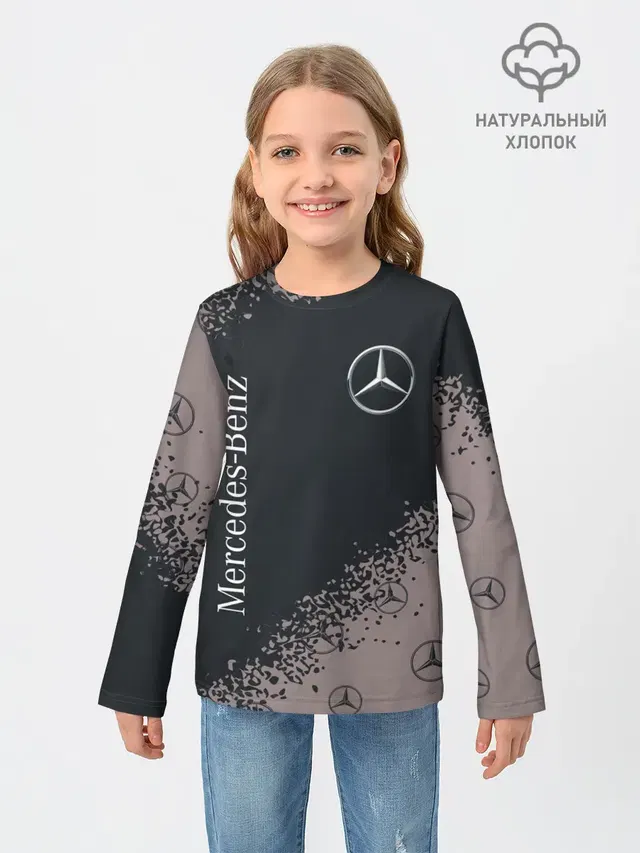 Детский лонгслив с принтом «Merсedes — MERCEDES — МЕРСЕДЕС»